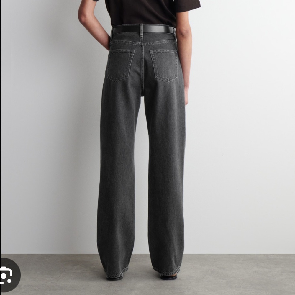 COS High rise full length loose straight black jeans